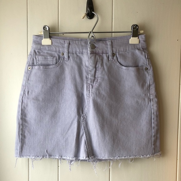 OLD FABLE Pink Purple Denim Raw Hem Women’s Size 4 Skirt - Picture 1 of 5